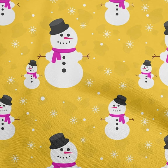 oneOone Viscose Chiffon Yellow Fabric Merry Christmas Sewing Material Print Fabric By The Yard 42 Inch Wide