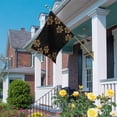 thumbnail image 4 of Vintage Flower House Flag 28 x 40 Inches, Gold Floral Lace on Black Geometric Texture Farmhouse Weather Proof Outdoor Patio Flags Double Sided Small House Decoration for Yard Lawn Outside Home, 4 of 9