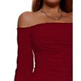 thumbnail image 5 of RongHuan Bodycon Dress for Women Off Shoulder Mini Dress Elegant Long Sleeve Dresses Pleated Guest Gown, 5 of 6