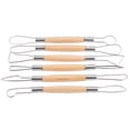 thumbnail image 4 of Double Head Ribbon Tool Wooden Handle Wax Pottery Clay Carving Sculpture DIY Craft Set, 4 of 8