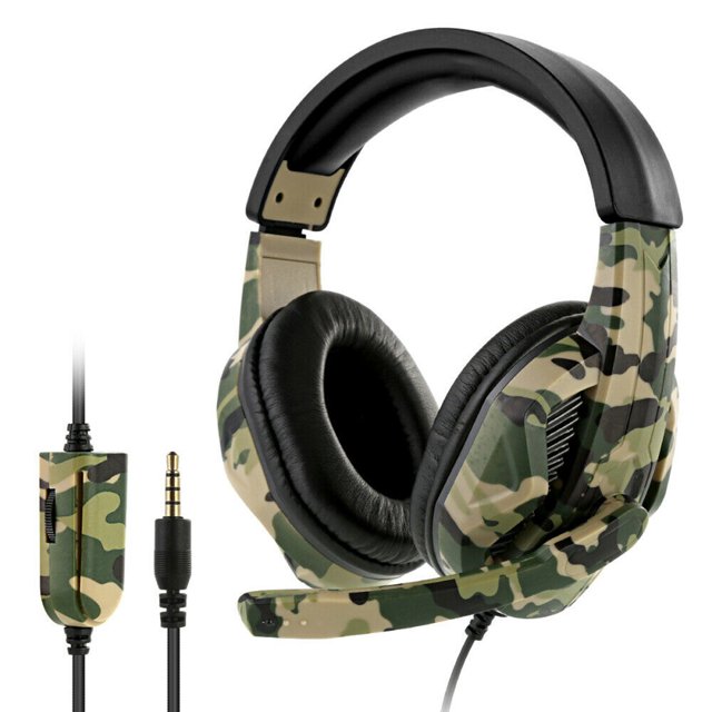 Sywqhk Auriculares para juegos con cable de 3,5 mm Camuflaje Over Ear Auriculares con / Mic para PS4 PS3 PC