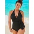 thumbnail image 3 of Swimsuits for All Women's Faux Wrap Halter One Piece Swimsuit, 3 of 4