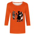thumbnail image 4 of QTOCIO 3/4 Hauts à Manches pour Femmes, Hauts d'Été à Manches 3/4 pour Femmes, Chemise Orange pour Dames Mode Japonaise Imprimée Col Rond T-shirt Ample, 4 of 5