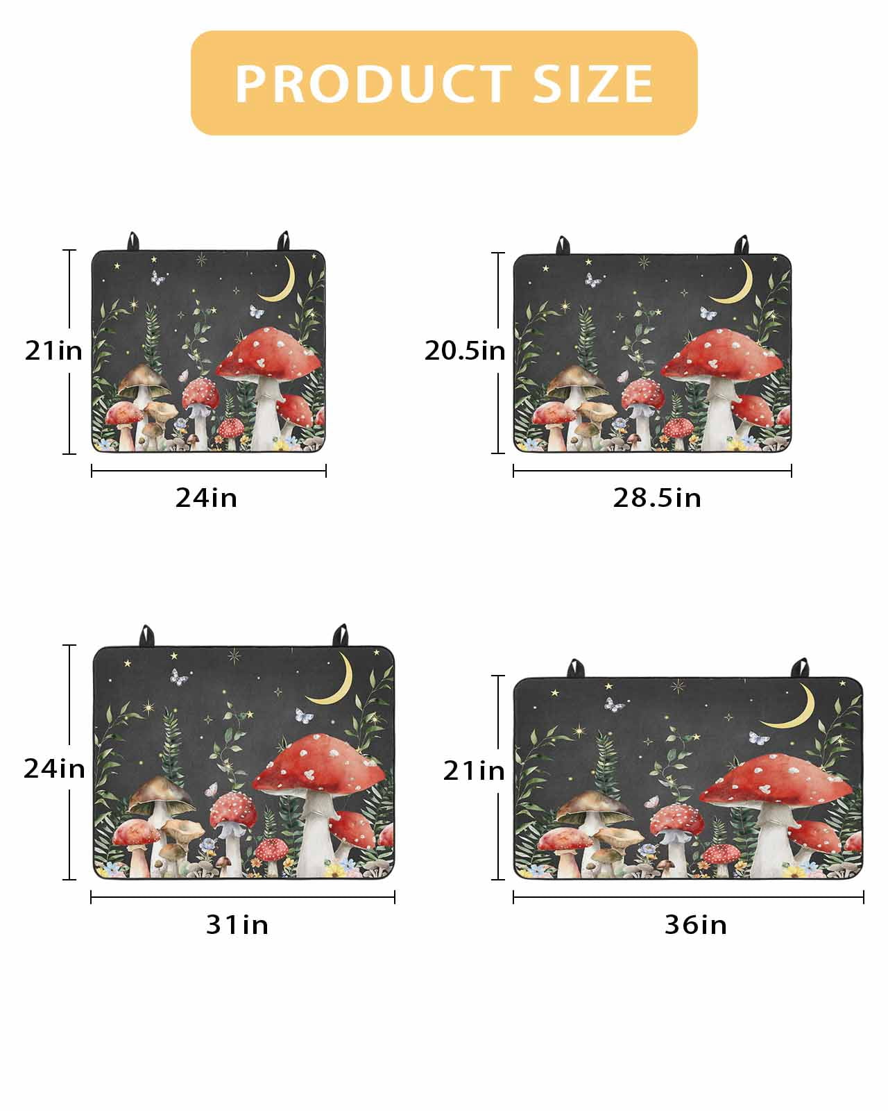 Large Induction Cooktop Protector Mat Mushroom Stove Top Covers for Electric Stove, Botanical Watercolor Floral Leaf Butterfly Plant Decorative Stove Burner Cover Mats, Glass Top Stove Cover