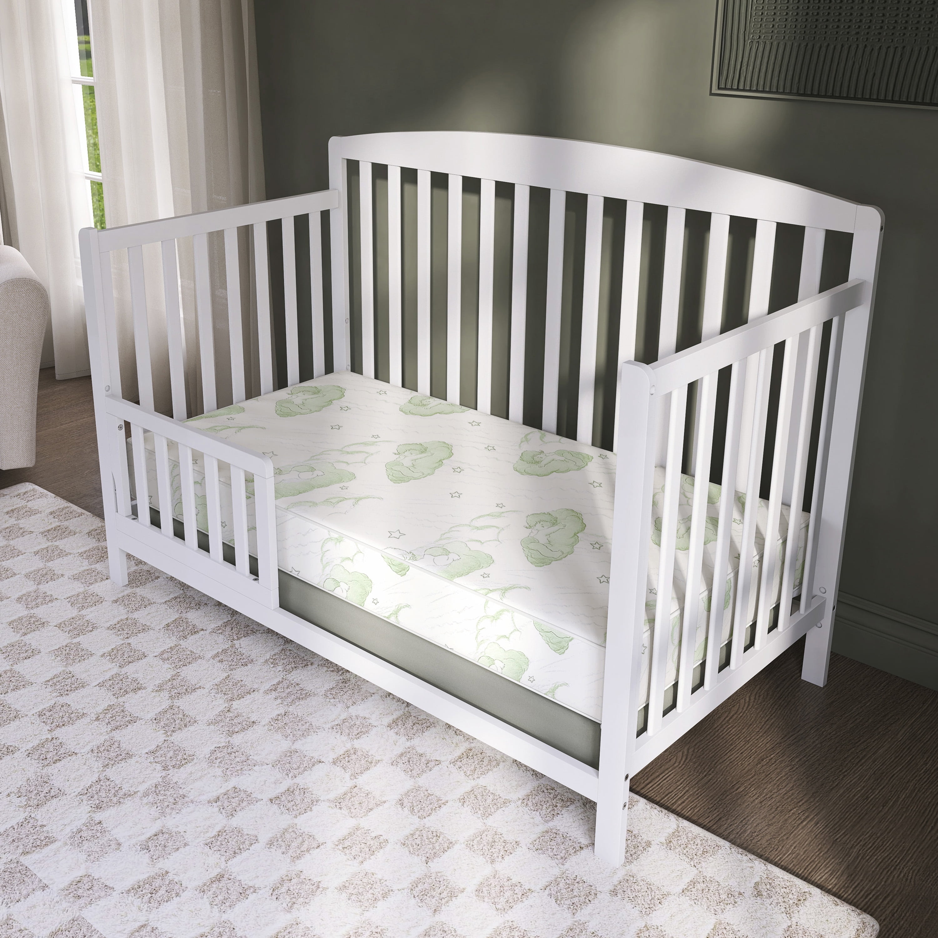 Dream On Me Superior Slumber 6” 112-Coil Inner Spring Crib & Toddler Mattress | Waterproof Vinyl Cover | Greenguard Gold Certified |10-Year Manufacturer Warranty | Green Cloud