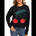 thumbnail image 1 of Suéteres de Punto Gruesos y Bonitos para Mujer, Modernos, con Estampado de en 3D, para Otoño e Invierno, Cálidos, con Cuello Redondo, Tops de Punto. Negro L, 1 of 10