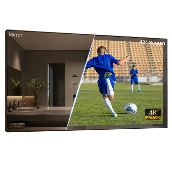 Soulaca 43-Inch 4K UHD Smart Mirror TV, IP65 Waterproof Bathroom Television with webOS, Built-in Alexa, WiFi, Bluetooth & ATSC Digital Tuner