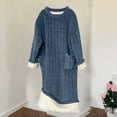 thumbnail image 4 of Sakmal Cozy Mumu Nightgowns for Women with Pockets Blue Winter Thickened Warmth Ultra-Soft Mumu Dress Long Solid Long Sleeve Crew Neck Nightgowns S-L, 4 of 4