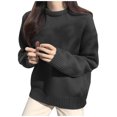 thumbnail image 1 of Mrat Chandail en Tricot Côtelé pour Femmes, Chandail Multicolore à Col Rond, Chandail Uni Tricoté, Chandail Uni Décontracté, Hauts de Mode pour Femmes, Chandail Col Rond S-99 Noir Taille Unique, 1 of 6