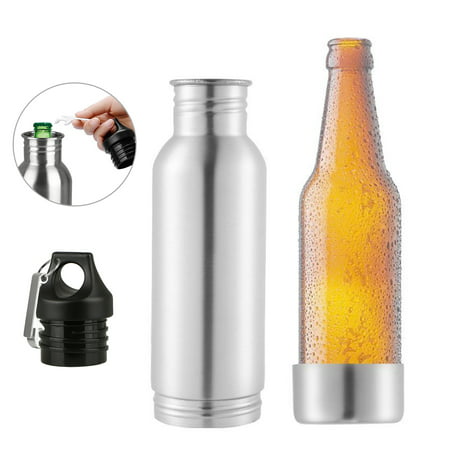EEEKit Stainless Steel Beer Bottle Insulator Drinks Keeper Cooler Colder Holder,fits most 12-ounce or 330ml bottles,Great gift for Males or