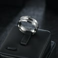 thumbnail image 3 of 8mm Men's Stainless Steel Geometric Ring 3 Colors (Silver/Black/Gold) Size 7-13, 3 of 6