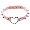 thumbnail image 1 of Gargantilla gótica con remaches tachonados, collar de aleación punk rock con corazón hueco, collar de cosplay de cuero sintético con pinchos, collar de cadena con decoraciones., 1 of 9