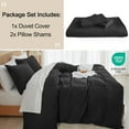 thumbnail image 6 of PHF Waffle Duvet Cover Set Queen Size, 3 Pieces Soft Breathable Bedding Comforter Cover for All Seasons, Waffle Textured Duvet Cover with 2 Pillow Shams Bedding Collection, 90"x90", Black, 6 of 6