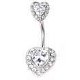 thumbnail image 2 of Koszal Forme de Coeur Strass Femmes Nombril Bar Haltère Nombril Anneau Piercing Bijoux, 2 of 7