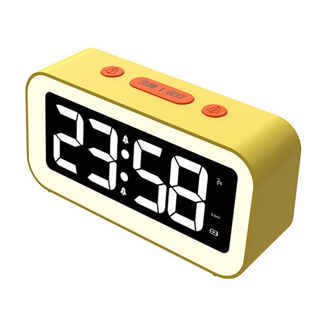 Digital Alarm Clock Bedside Desktop Clocks Portable Lightweight Multifunctional Mirror Table Clock Electronic LED Clocks Kids Adults Yellow