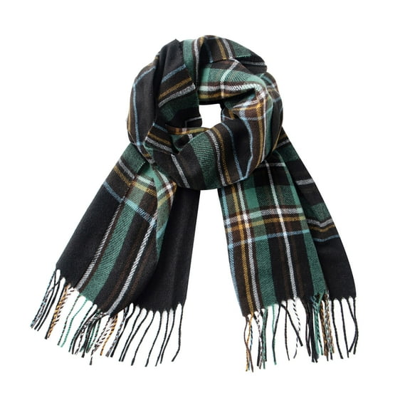 Calvin & Olivia Ultra-Soft Comfort Feel Unisex Winter Solid Plain Scarves Wool Feel Classic Super Soft Luxurious Scarf Black Green Tartan