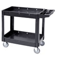 thumbnail image 3 of Utility Cart 2 Shelf 550LBS Heavy Duty Rolling Cart, Plastic 360° Swivel Wheels, Medium Lipped Shelf, Ergonomic Handle for Garage Warehouse Office, 3 of 9