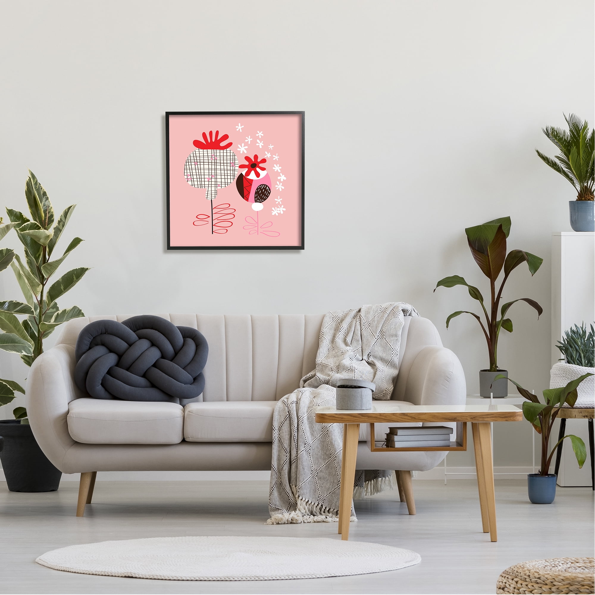 Stupell Industries Pink Seed Pods Botanical & Floral Painting Black Framed Art Print Wall Art, 24 x 24