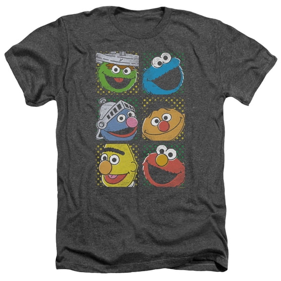 Sesame Street - Group Squares - Heather Short Sleeve Shirt - Small