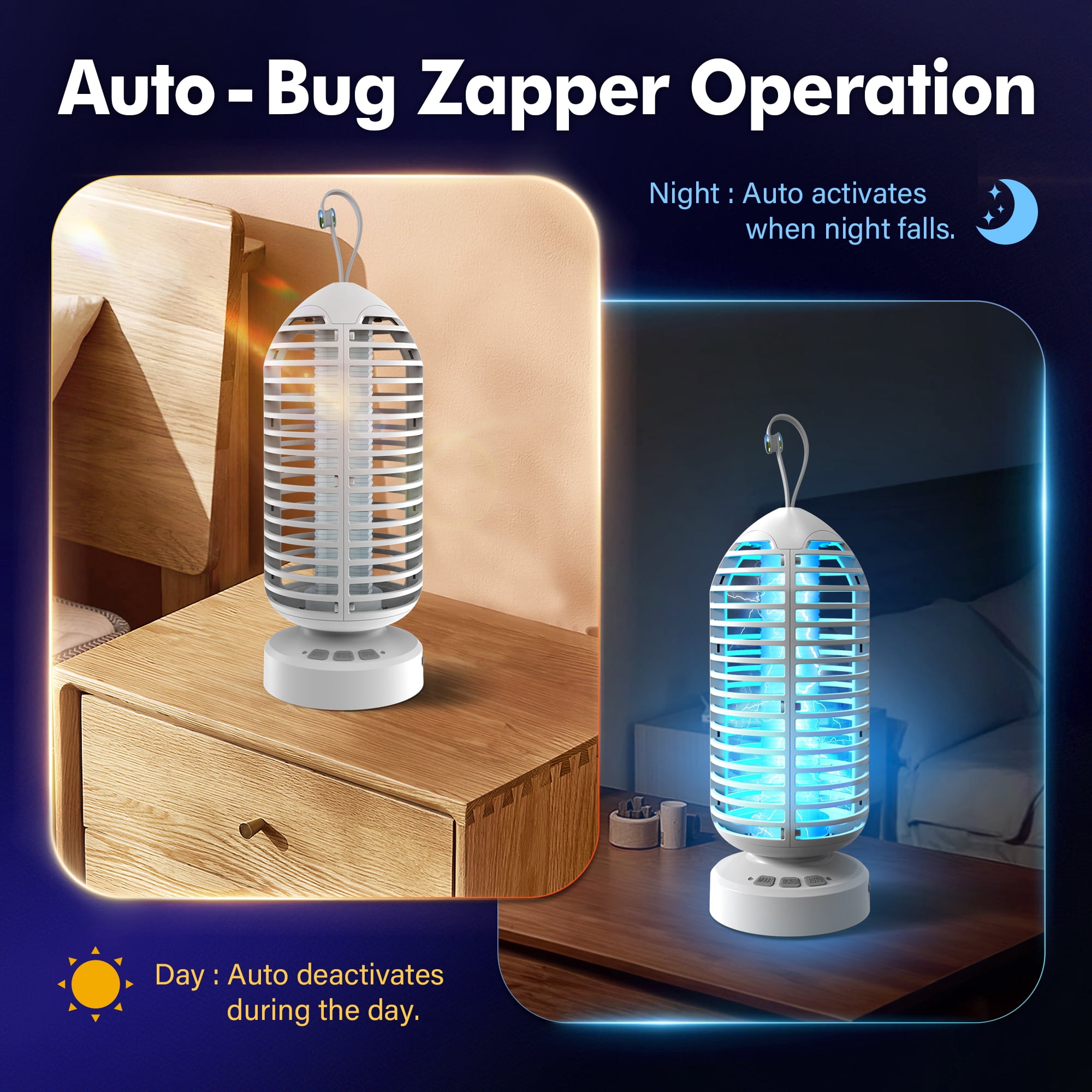 Reppiss Electric Bug Zapper Outdoor, Fly Mosquito Killer Lamp with Color Chaning LED Light for Patio, Camping, Black/White, 2 Pcs