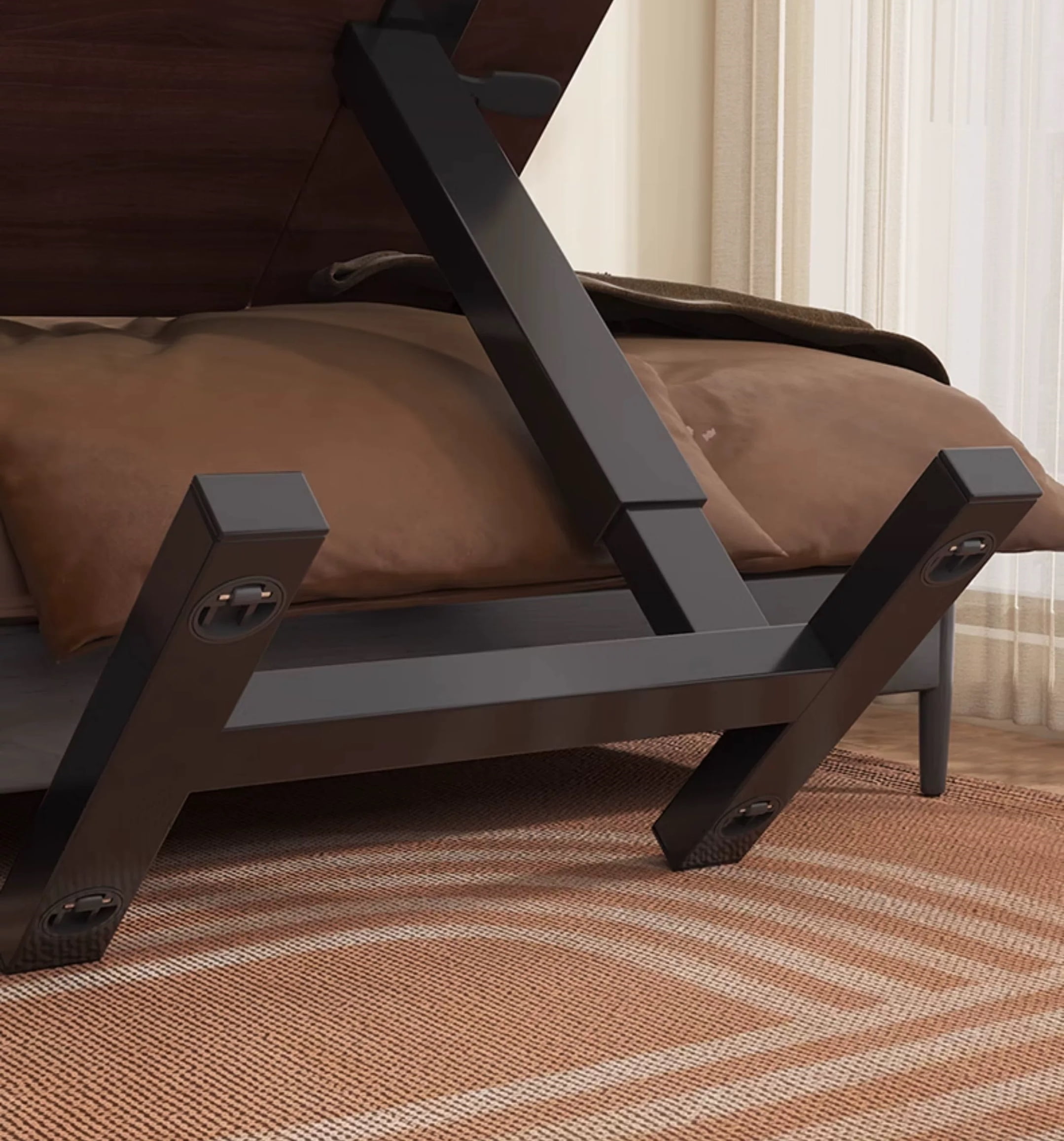 Leumius Adjustable Overbed Bedside Table With Wheels,Mobile Rolling Laptop Stand Tilting Tray Table for Bed,Sofa,Hospital,Walnut