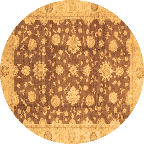 Ahgly Company Indoor Round Oriental Brown Traditional Area Rugs, 4' Round