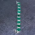 thumbnail image 2 of Emerald(Simulated) Gemstone Handmade 925 Sterling Silver Bracelet 7-8", 2 of 4