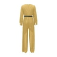 thumbnail image 7 of Jumpsuit Women Long Sleeve Sparkly Jumper V Neck Belted Wide Leg Pants Sets Evening Jumpsuit,Gold Polyester Jumpsuit For Women XL, 7 of 7
