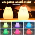 thumbnail image 2 of Luz de noche para bebés, luz de noche para niños, luz de noche de 7 colores, luz de noche para gatos, luz de noche LED, luz de noche recargable, función de temporizador, luz de noche de silicona, luz, 2 of 5