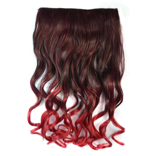 Fiudx Extensión de Cabello con Clip de Colores, Peluca de Fibra Resistente Al Calor, Fácil de Colocar y Quitar, Postizo Largo y Rizado, Accesorio de Moda para Mujer, Diseño Degradado, Versatilidad de