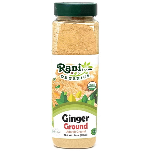 Rani Organic Ginger (Adarak) Powder Ground, Spice 14oz (400g) PET Jar ~ All Natural | Vegan | Gluten Friendly | NON-GMO | Indian Origin | USDA Certified Organic