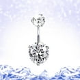 thumbnail image 6 of Miyuadkai Navel Stainless Steel Double Rhinestone Navel Belly Button Rings Geometric Shape Navel Rings Zircon Belly Navel Piercing Jewelry For Women Girls Jewelry C One Size, 6 of 6
