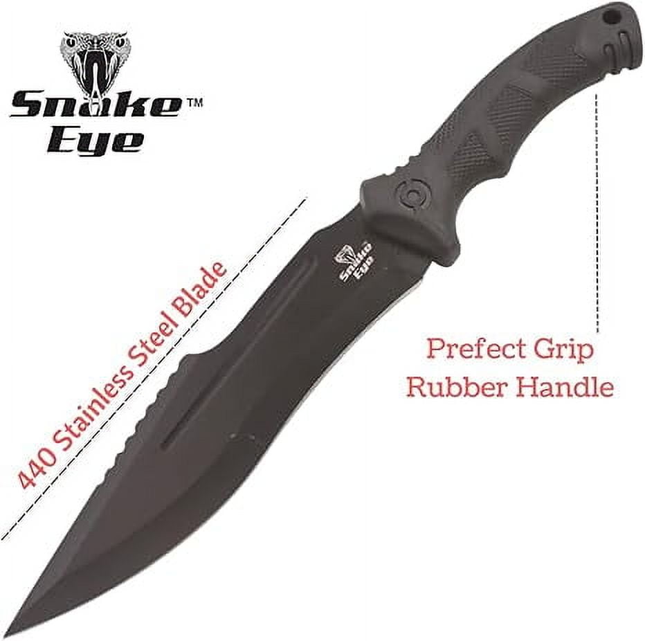 Snake Eye Tactical 15" Machete, 9" Fixed Blade Knife, 440C Stainless Steel Drop Point Blade, Machete for Cutting Trees Heavy Duty, Great for Clearing Brush, Survival, Camping and Outdoor