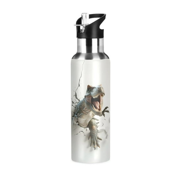 ALAZA Dinosaur Breaking Wall Water Bottle Insulated Flask Stainless Steel Straw Lid 20 oz
