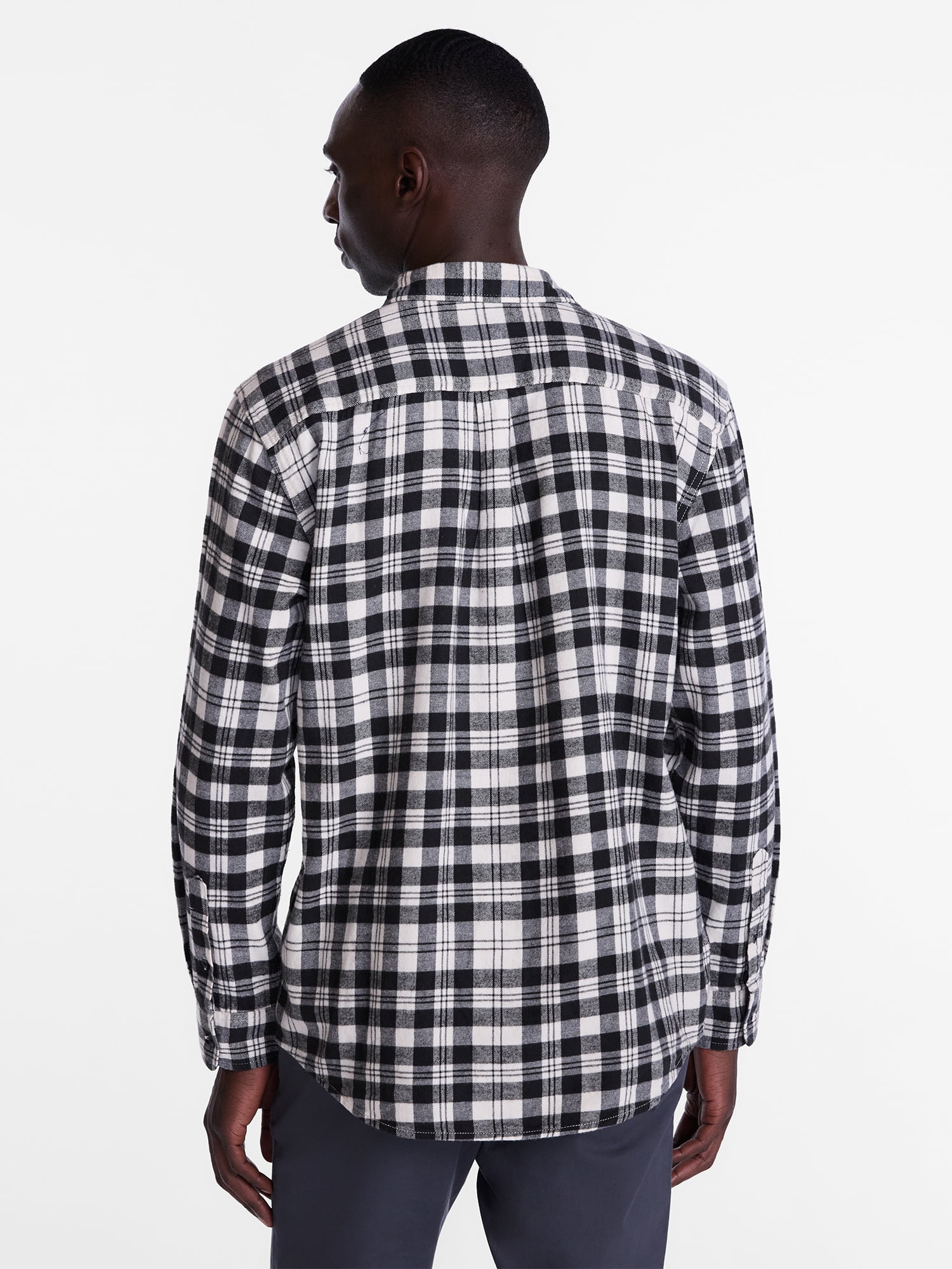 George Men's and Big Men's 100% Cotton Double Pocket Flannel Shirt, Sizes XS-3XLT