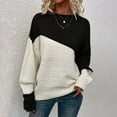 thumbnail image 2 of GBSYEWXS Sweaters For Women Daily Wear Cute Pullover Long Sleeve Crew Neck Color Block Black Sweater, 2 of 6
