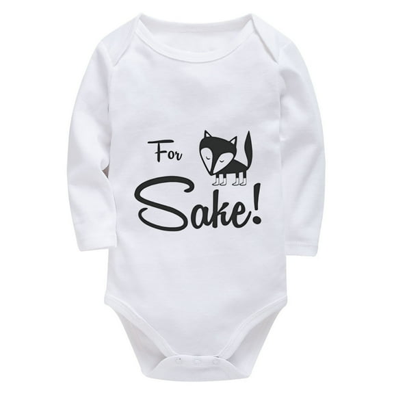 For Fox Sake Humor Quote Romper for Boys Long Sleeve Baby Girl New Born Clothes White Baby Suits for Boys 0-3 Months