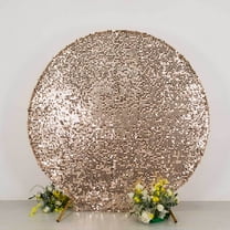 Efavormart Sparkly Rose Gold Big Payette Sequin Backdrop Stand Cover for Round Wedding Arch - 7.5ft