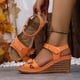 thumbnail image 2 of Sandalias de Cuña de las Mujeres Casuales de Moda Primavera Verano Versátil Tacón de Playa de Pie Abierto Grueso-Soldado con Correa de Tobillo Sandalias, 2 of 9