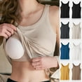 thumbnail image 5 of MIUOWANP Tank Tops with Built in Bra for Women Fashion Solid Color With Chest Pad No Steel Rings Bottom Sleeveless Tops Khaki L, 5 of 5