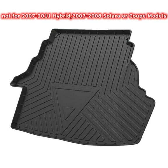 TPO Black Waterproof Protection Rear Cargo Mat Trunk Tray Liners Carpet Set for Toyota Camry 2006-2011 (not for Hybrid models) All Weather