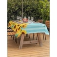 thumbnail image 3 of Outdoor Tablecloth with Umbrella Hole for Patio/Picnic/Party/Camping, Sunflower Waterproof Table Cloth Rectangle Table Cover Washable, Yellow Summer Botanical Blue Striped Farmhouse (60"x 102"), 3 of 8