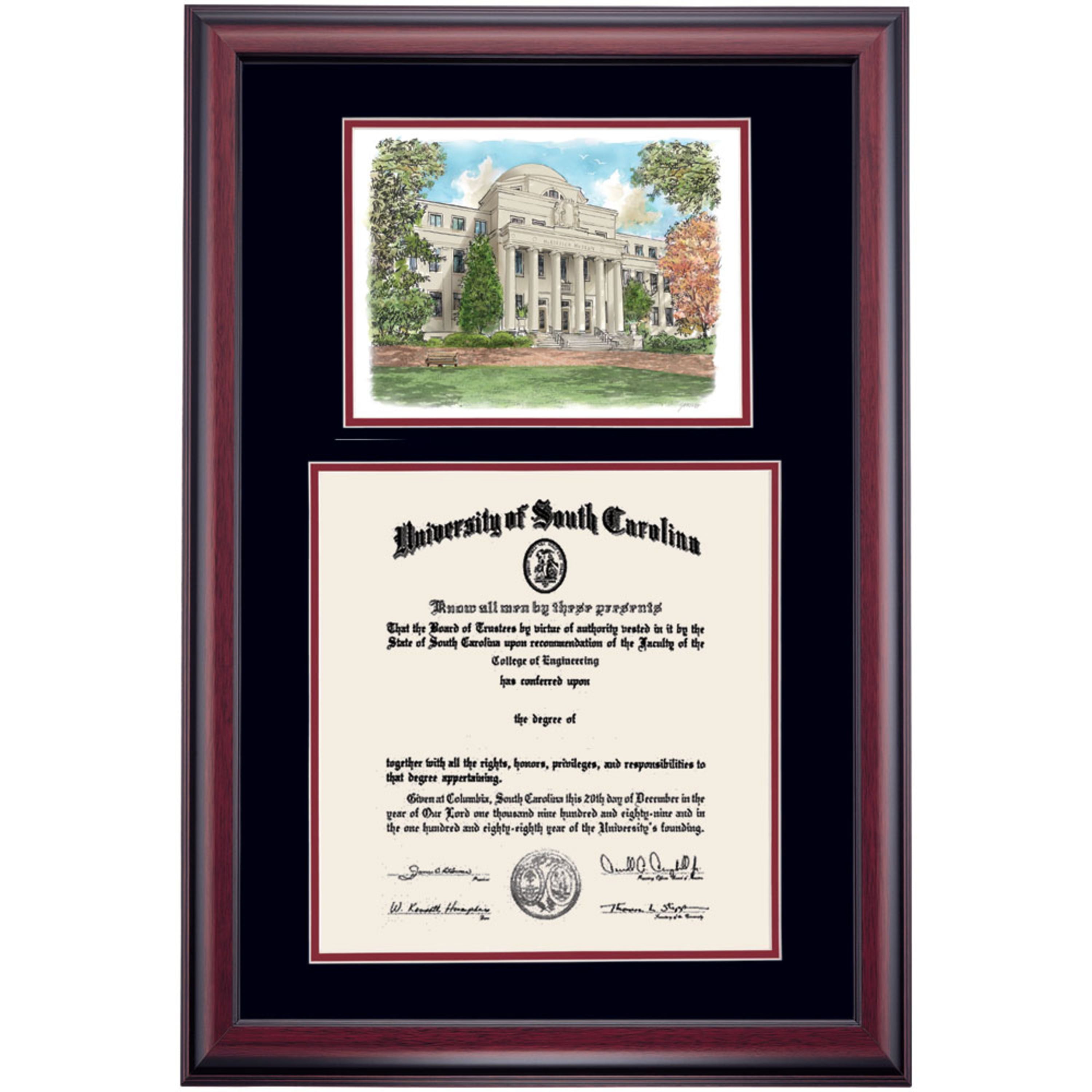 OCM Diploma Frame for University of South Carolina USC, Black/Maroon