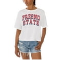 thumbnail image 2 of Women's Gameday Couture White Fresno State Bulldogs Claim To Fame Boxy Cropped T-Shirt, 2 of 5