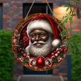 thumbnail image 2 of 20cm x 20cm*1cm Charming Black Santa Wreath Sign - Rustic Wooden Wall Decor with Humorous & Festive Design for Home, CafShatterproof Christmas Tree Decorations Ornaments Bulk, 2 of 6