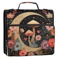 thumbnail image 2 of Water-Resistant 3-Ring Binder Organizer with Multiple Pockets Zipper Binder Bag for Office Mushroom and Crescent Moon, 2 of 8