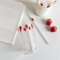 thumbnail image 1 of Taza de cristal de fresa para beber, cristalería reutilizable para la , taza de té de agua transparente para té, bebidas calientes, leche, agua, Más fresa Soledad Caída, 1 of 10