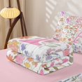 thumbnail image 5 of Homewish Girls Pink Flower Zipper Twin Comforter Sets with Fitted Sheet and 2 Pillowcases,Garden Floral Zipper Bedding Set,Personalized Initial A,Pink Reversible,4 Pieces, 5 of 7