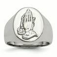 thumbnail image 1 of Stainless Steel Polished w/ Sterling Silver Praying Hands Ring Size 11, 1 of 6