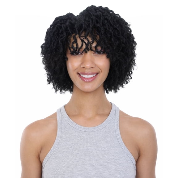 LUXLUXE 10" Black Full Wig for Women | Pixie Cut Synthetic Dreadlock Wig | No Lace, Heat-Resistant for Party & Daily Wear